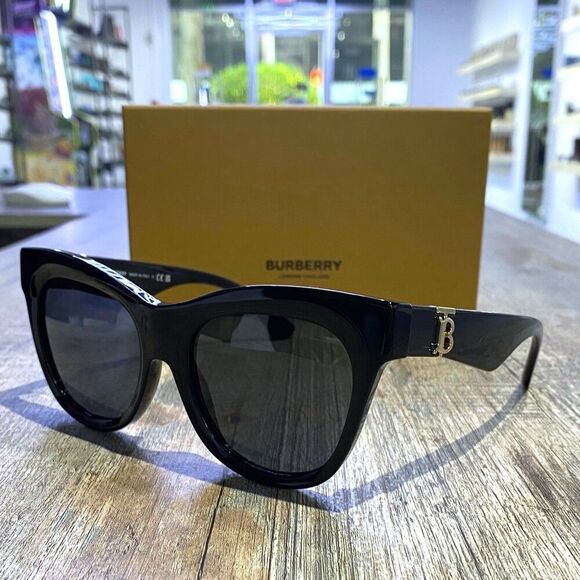 Burberry Women Oversized Cat Eye Sunglasses BE4418-300187 Dark Grey Lens 54mm - Picture 8 of 8